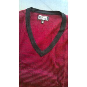 Express Red and Black Stripped V Neck Sweater XL Men Extra Large